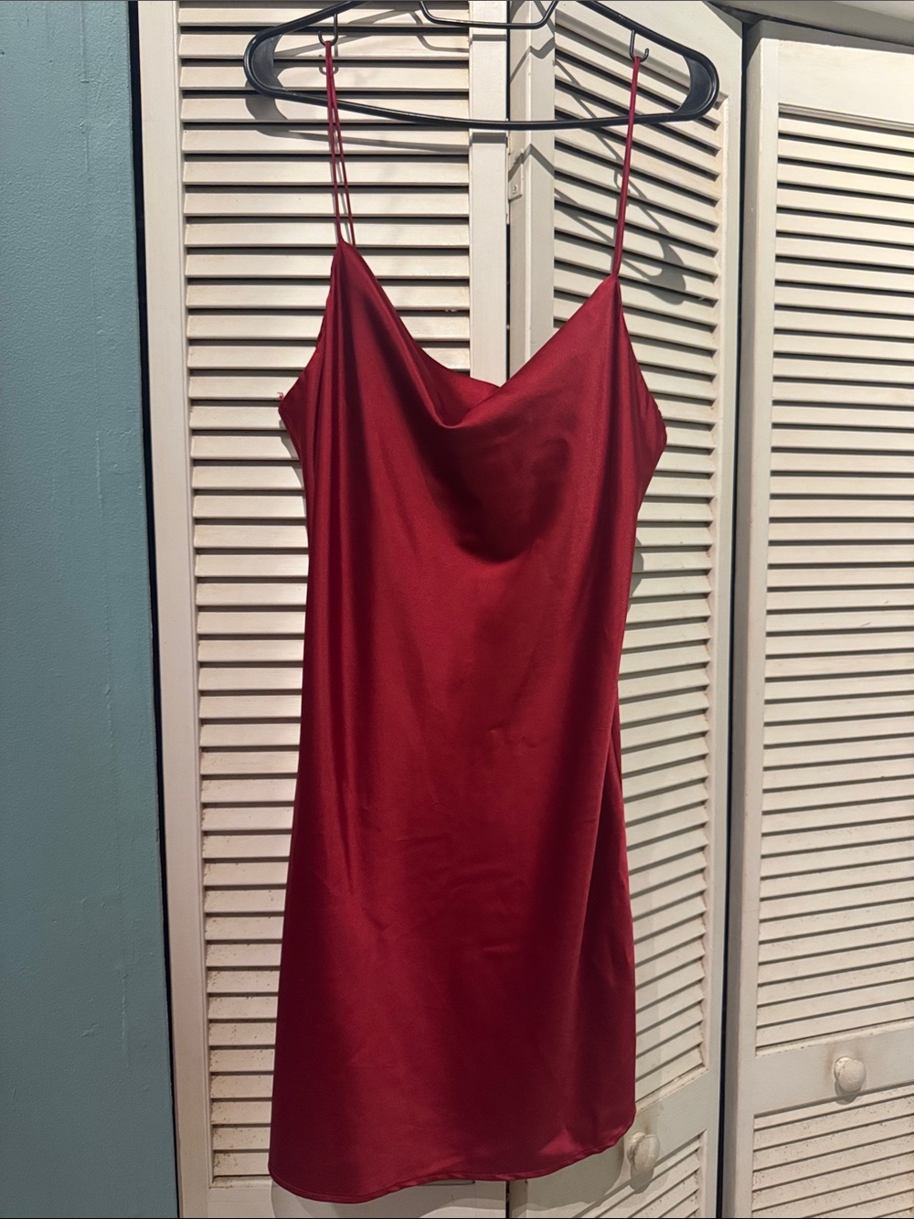 Satin Cowl Slip Mini Dress in Burgundy made in Italy